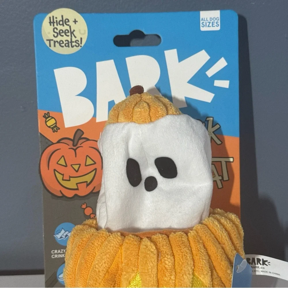 BRAND New Bark Eek-A-Boo Pumpkin Plush Dog Toy, Multicolor, for Dogs of All Size - Picture 2 of 11